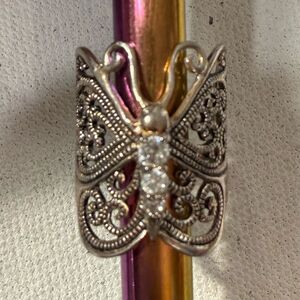 Sterling marcasite butterfly ring size 6.25